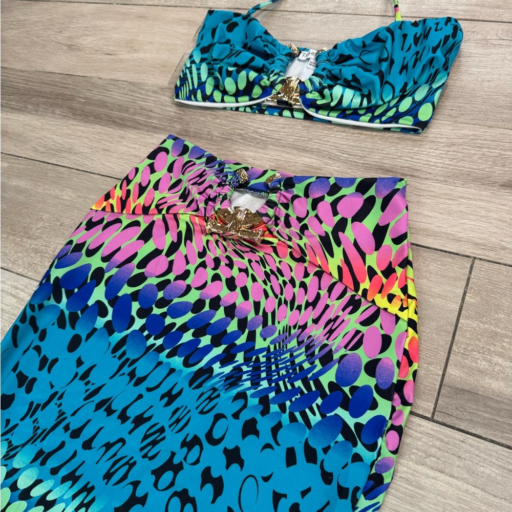 Fashion Nova Teal and Gold Bikini